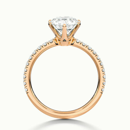 Iris Scallop 2 Carat Round Lab Grown Diamond Side Stone Engagement Ring in 14K Rose Gold - view 3