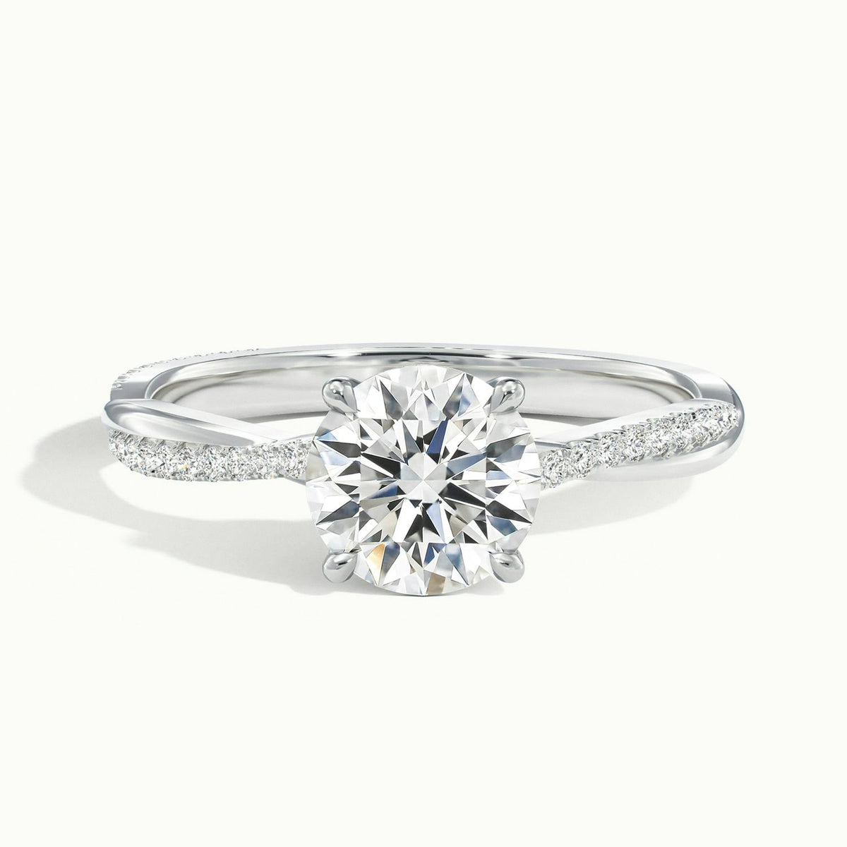 Ayla Scallop 5 Carat Round Lab Grown Diamond Side Stone Engagement Ring in 14K White Gold - view 1