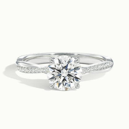 Ayla Scallop 5 Carat Round Lab Grown Diamond Side Stone Engagement Ring in 14K White Gold - view 1