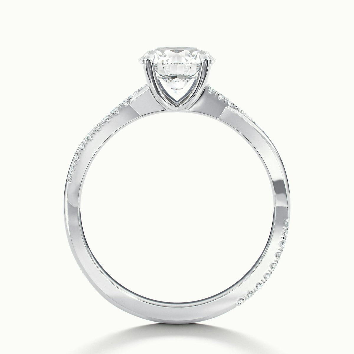 Ayla Scallop 5 Carat Round Lab Grown Diamond Side Stone Engagement Ring in 14K White Gold - view 3