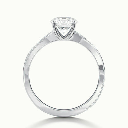 Ayla Scallop 5 Carat Round Lab Grown Diamond Side Stone Engagement Ring in 14K White Gold - view 3