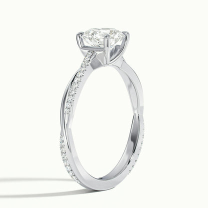 Ayla Scallop 5 Carat Round Lab Grown Diamond Side Stone Engagement Ring in 14K White Gold - view 4