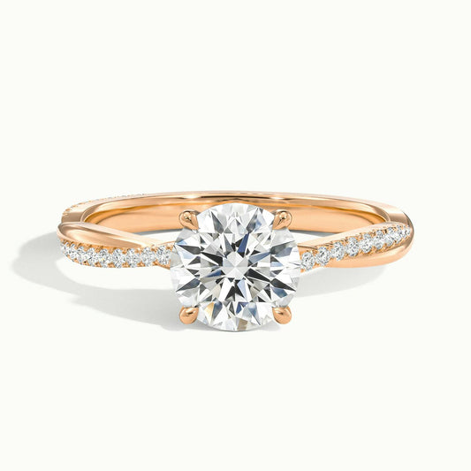 Ayla Scallop 2.5 Carat Round Lab Grown Diamond Side Stone Engagement Ring in 10K Rose Gold - view 1