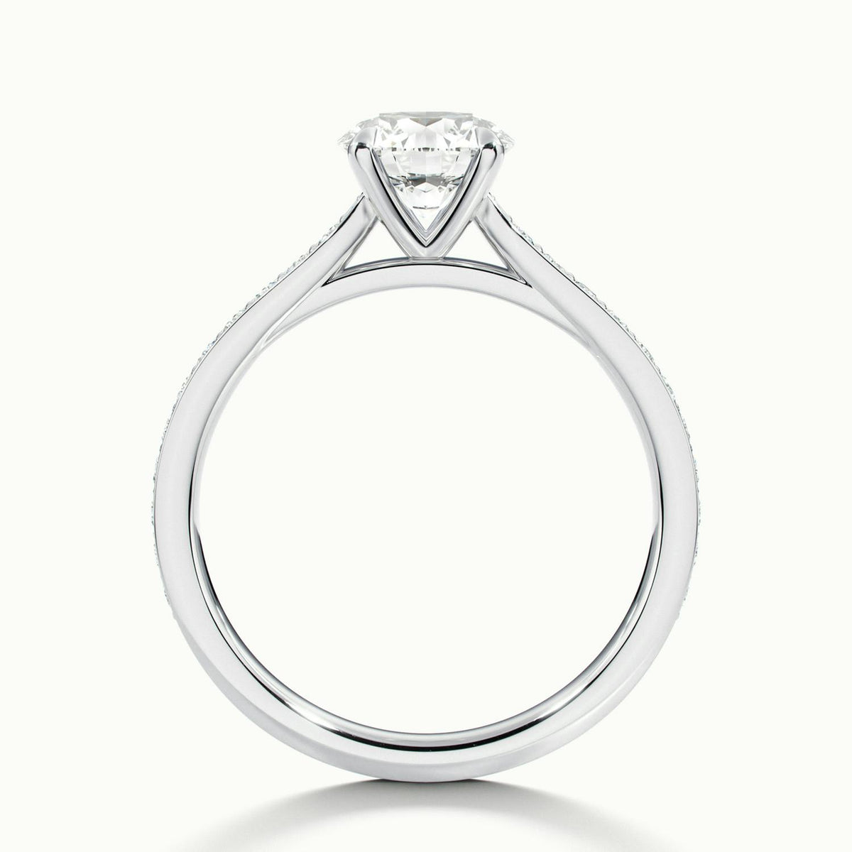 Freya Pavé 2 Carat Round Lab Grown Diamond Side Stone Engagement Ring in 14K White Gold - view 3