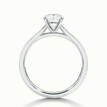 Freya Pavé 2 Carat Round Lab Grown Diamond Side Stone Engagement Ring in 14K White Gold - view 3
