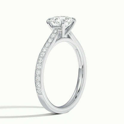 Freya Pavé 2 Carat Round Lab Grown Diamond Side Stone Engagement Ring in 14K White Gold - view 4