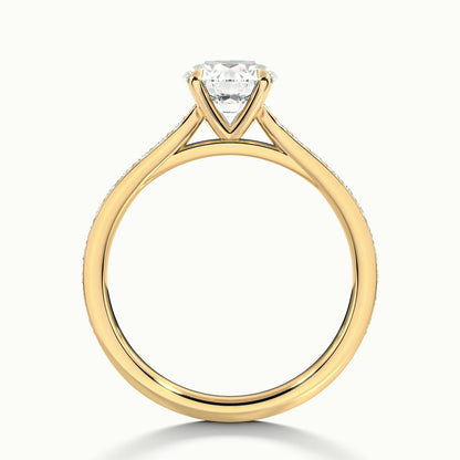 Freya Pavé 1.5 Carat Round Lab Grown Diamond Side Stone Engagement Ring in 10K Yellow Gold - view 3