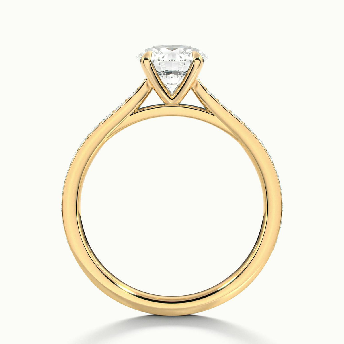 Freya Pavé 4.5 Carat Round Lab Grown Diamond Side Stone Engagement Ring in 14K Yellow Gold - view 3