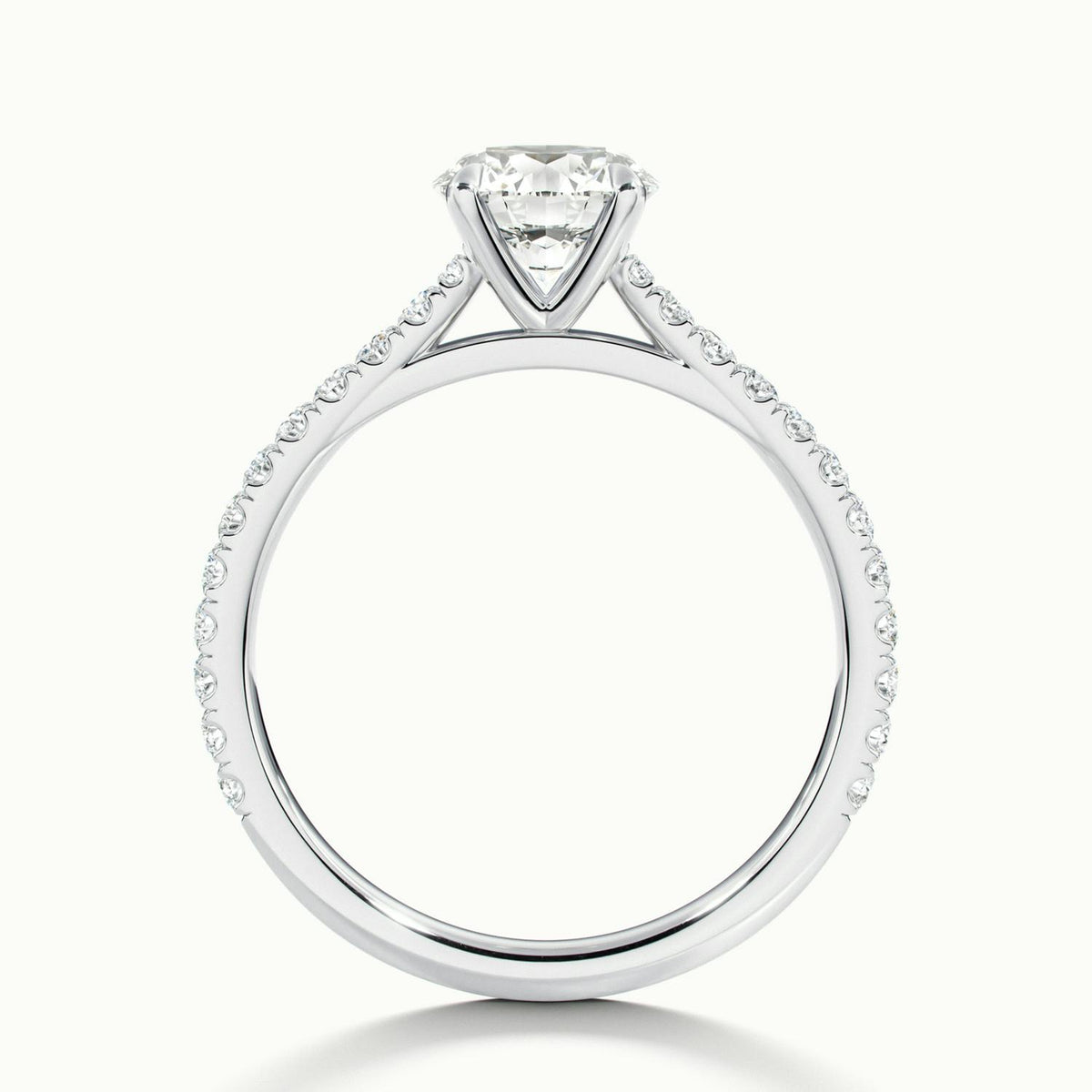 Freya Scallop 4.5 Carat Round Lab Grown Diamond Side Stone Engagement Ring in 10K White Gold - view 3