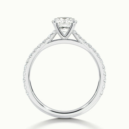 Freya Scallop 4.5 Carat Round Lab Grown Diamond Side Stone Engagement Ring in 10K White Gold - view 3