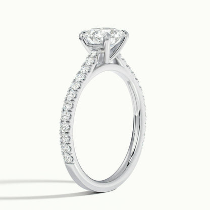 Freya Scallop 4.5 Carat Round Lab Grown Diamond Side Stone Engagement Ring in 10K White Gold - view 4