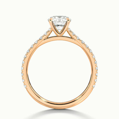 Freya Scallop 3 Carat Round Lab Grown Diamond Side Stone Engagement Ring in 18K Rose Gold - view 3