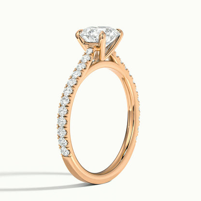 Freya Scallop 3 Carat Round Lab Grown Diamond Side Stone Engagement Ring in 18K Rose Gold - view 4