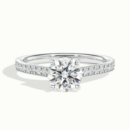 Maeve Pavé 2.5 Carat Round Lab Grown Diamond Side Stone Engagement Ring in Platinum - view 1
