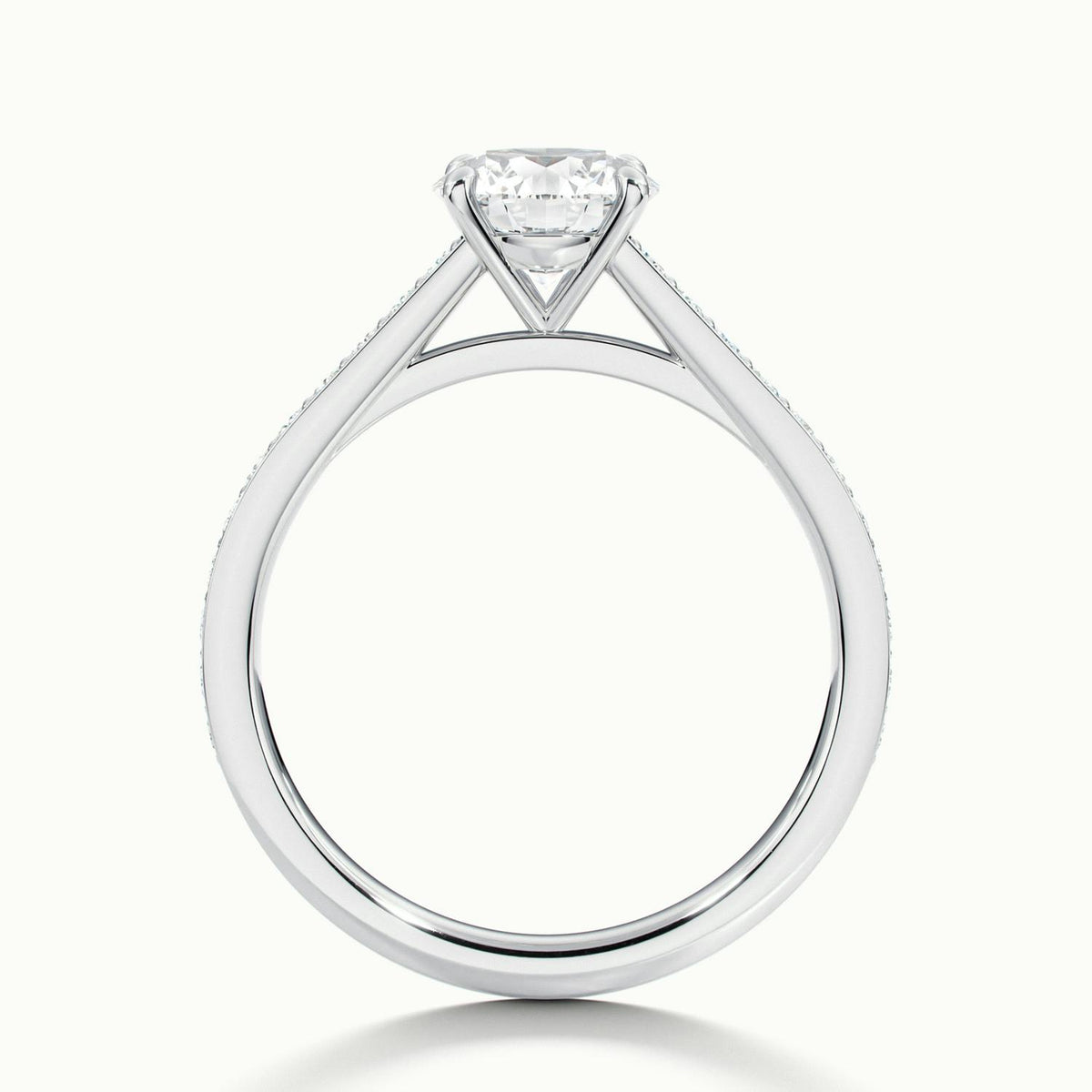 Maeve Pavé 2 Carat Round Lab Grown Diamond Side Stone Engagement Ring in Platinum - view 3