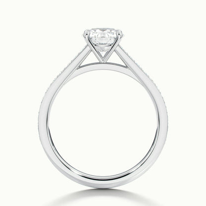 Maeve Pavé 2 Carat Round Lab Grown Diamond Side Stone Engagement Ring in Platinum - view 3