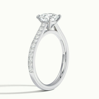 Maeve Pavé 2 Carat Round Lab Grown Diamond Side Stone Engagement Ring in Platinum - view 4