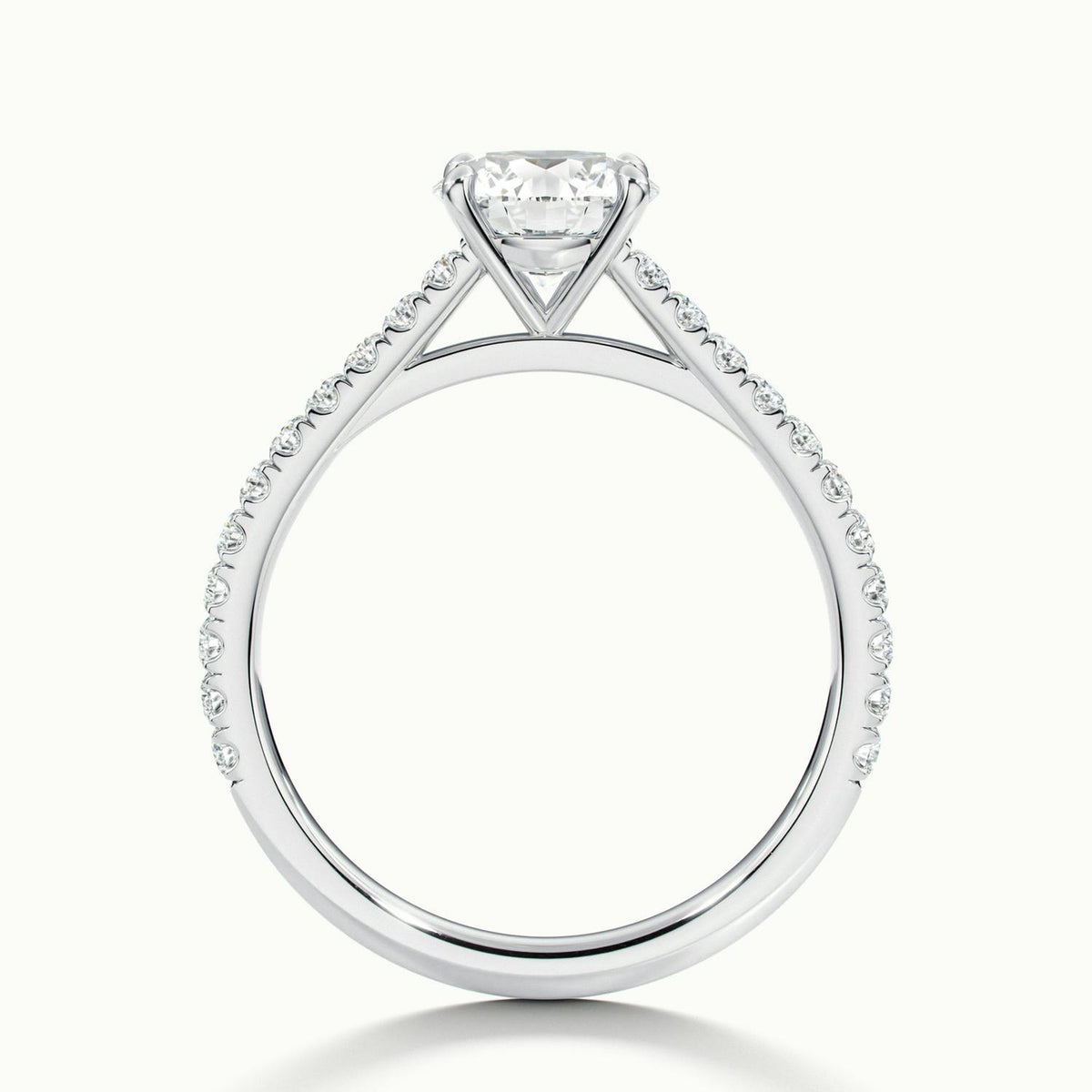 Maeve Scallop 2 Carat Round Lab Grown Diamond Side Stone Engagement Ring in 14K White Gold - view 3