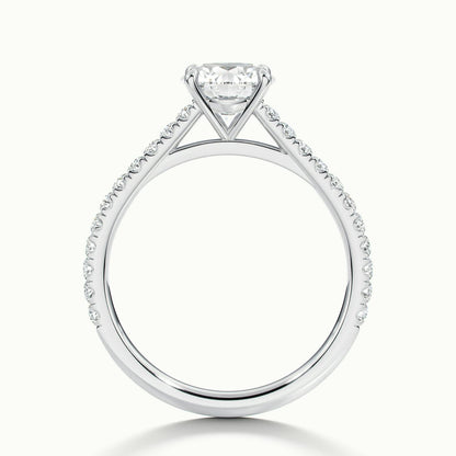 Maeve Scallop 2 Carat Round Lab Grown Diamond Side Stone Engagement Ring in 14K White Gold - view 3