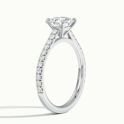 Maeve Scallop 2 Carat Round Lab Grown Diamond Side Stone Engagement Ring in 14K White Gold - view 4
