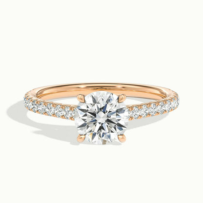 Maeve Scallop 1 Carat Round Lab Grown Diamond Side Stone Engagement Ring in 14K Rose Gold - view 1