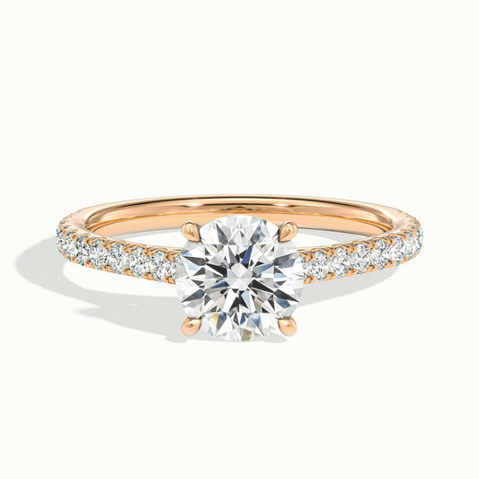 Maeve Scallop 2.5 Carat Round Lab Grown Diamond Side Stone Engagement Ring in 10K Rose Gold - view 1