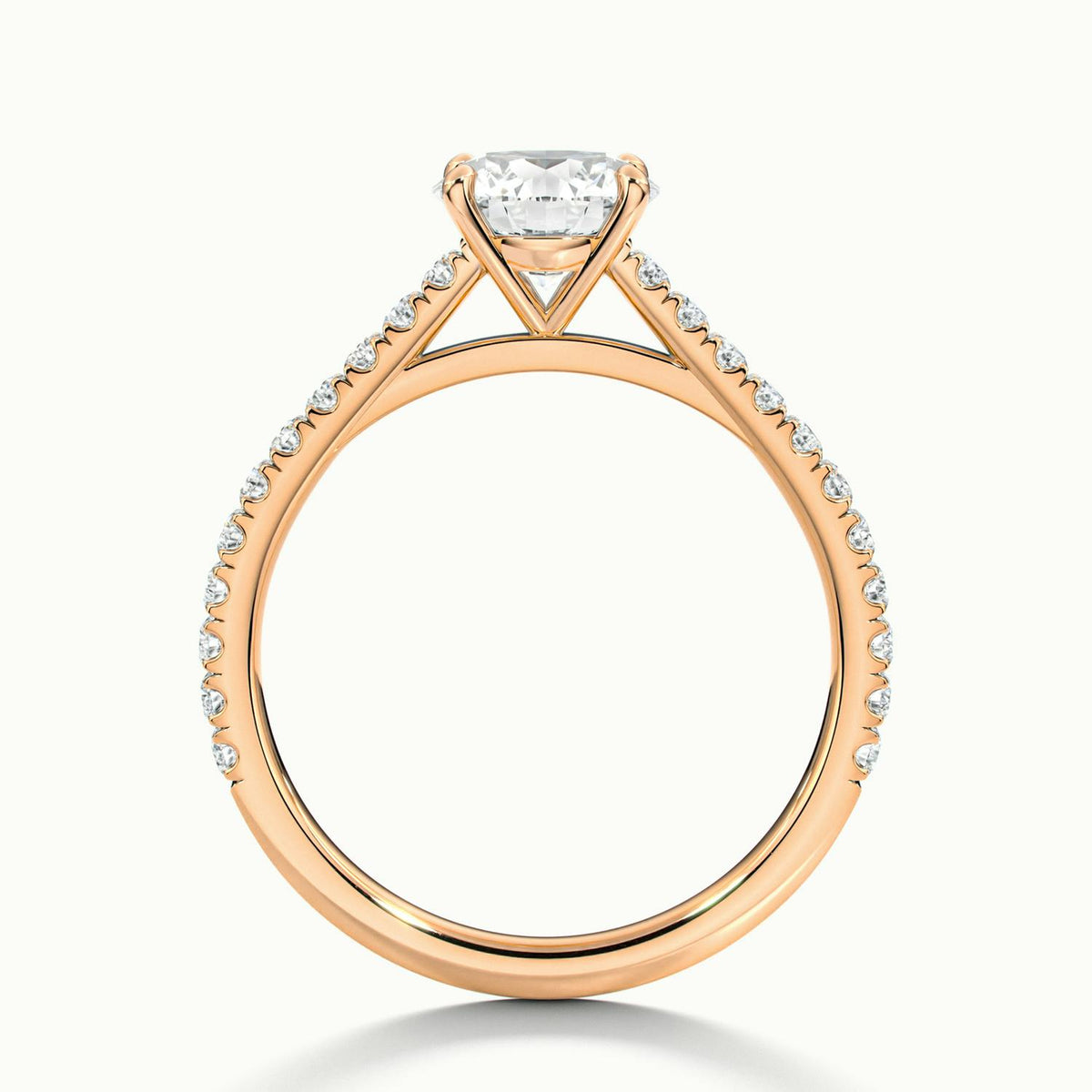 Maeve Scallop 1 Carat Round Lab Grown Diamond Side Stone Engagement Ring in 14K Rose Gold - view 3