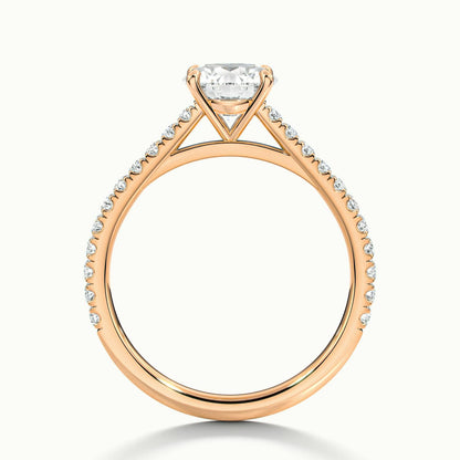 Maeve Scallop 1 Carat Round Lab Grown Diamond Side Stone Engagement Ring in 14K Rose Gold - view 3
