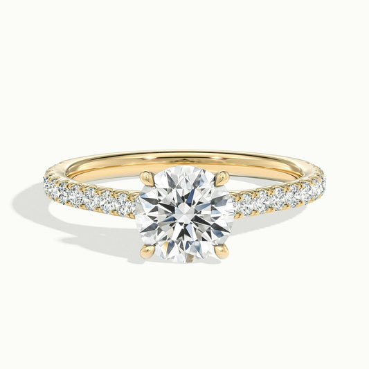 Maeve Scallop 2.5 Carat Round Lab Grown Diamond Side Stone Engagement Ring in 14K Yellow Gold - view 1