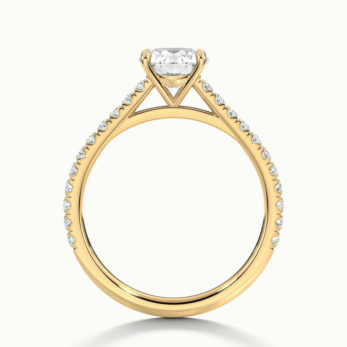Maeve Scallop 2 Carat Round Lab Grown Diamond Side Stone Engagement Ring in 18K Yellow Gold - view 3