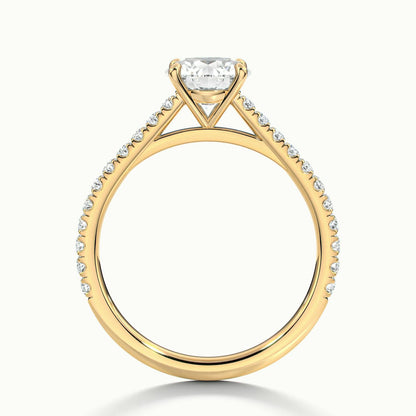 Maeve Scallop 2 Carat Round Lab Grown Diamond Side Stone Engagement Ring in 18K Yellow Gold - view 3