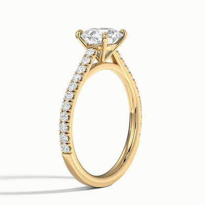 Maeve Scallop 2 Carat Round Lab Grown Diamond Side Stone Engagement Ring in 18K Yellow Gold - view 4