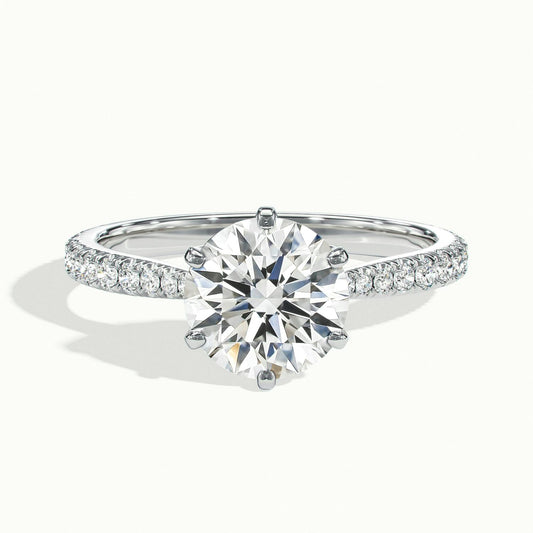 Livia Scallop 2.5 Carat Round Lab Grown Diamond Solitaire Engagement Ring in 10K White Gold - view 1