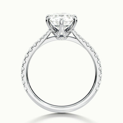 Livia Scallop 3 Carat Round Lab Grown Diamond Solitaire Engagement Ring in 18K White Gold - view 3