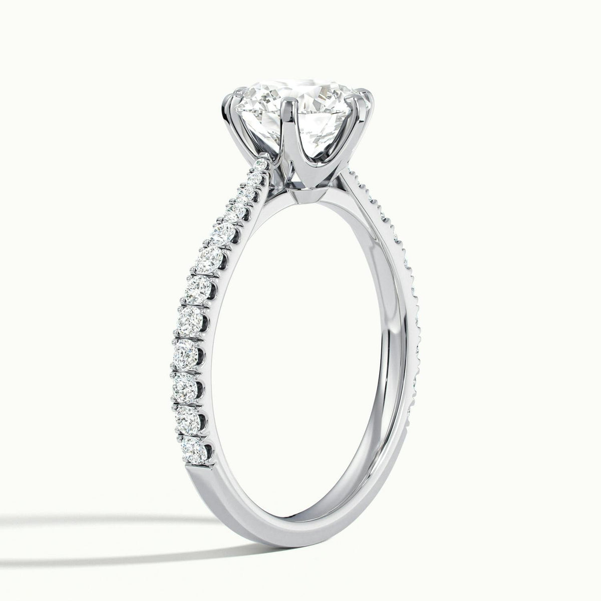 Livia Scallop 3 Carat Round Lab Grown Diamond Solitaire Engagement Ring in 18K White Gold - view 4