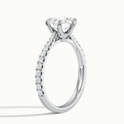 Livia Scallop 3 Carat Round Lab Grown Diamond Solitaire Engagement Ring in 18K White Gold - view 4