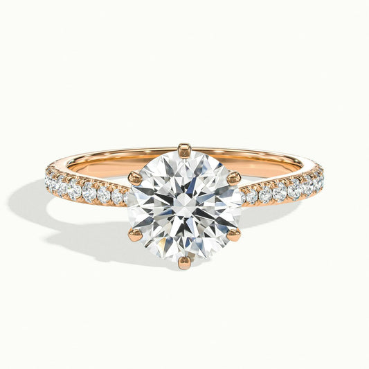 Livia Scallop 2.5 Carat Round Lab Grown Diamond Solitaire Engagement Ring in 18K Rose Gold - view 1