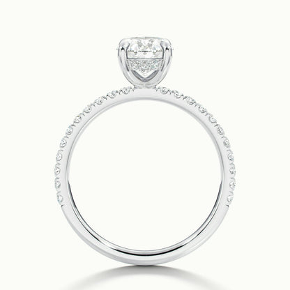 Adela Scallop 2 Carat Oval Lab Grown Diamond Side Stone Engagement Ring in 18K White Gold - view 3