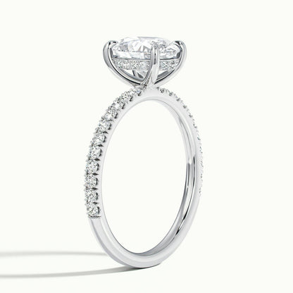 Adela Scallop 2 Carat Oval Lab Grown Diamond Side Stone Engagement Ring in 18K White Gold - view 4