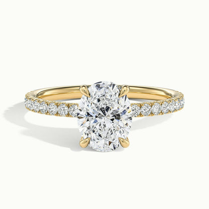 Adela Scallop 2 Carat Oval Lab Grown Diamond Side Stone Engagement Ring in 14K Yellow Gold - view 1