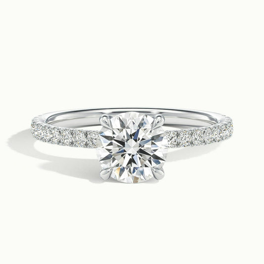 Adela Scallop 5 Carat Round Lab Grown Diamond Side Stone Engagement Ring in Platinum - view 1