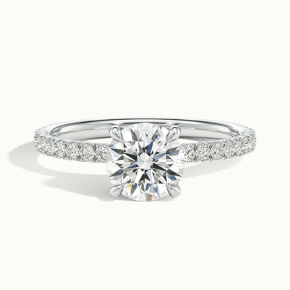 Adela Scallop 2 Carat Round Lab Grown Diamond Side Stone Engagement Ring in Platinum - view 1