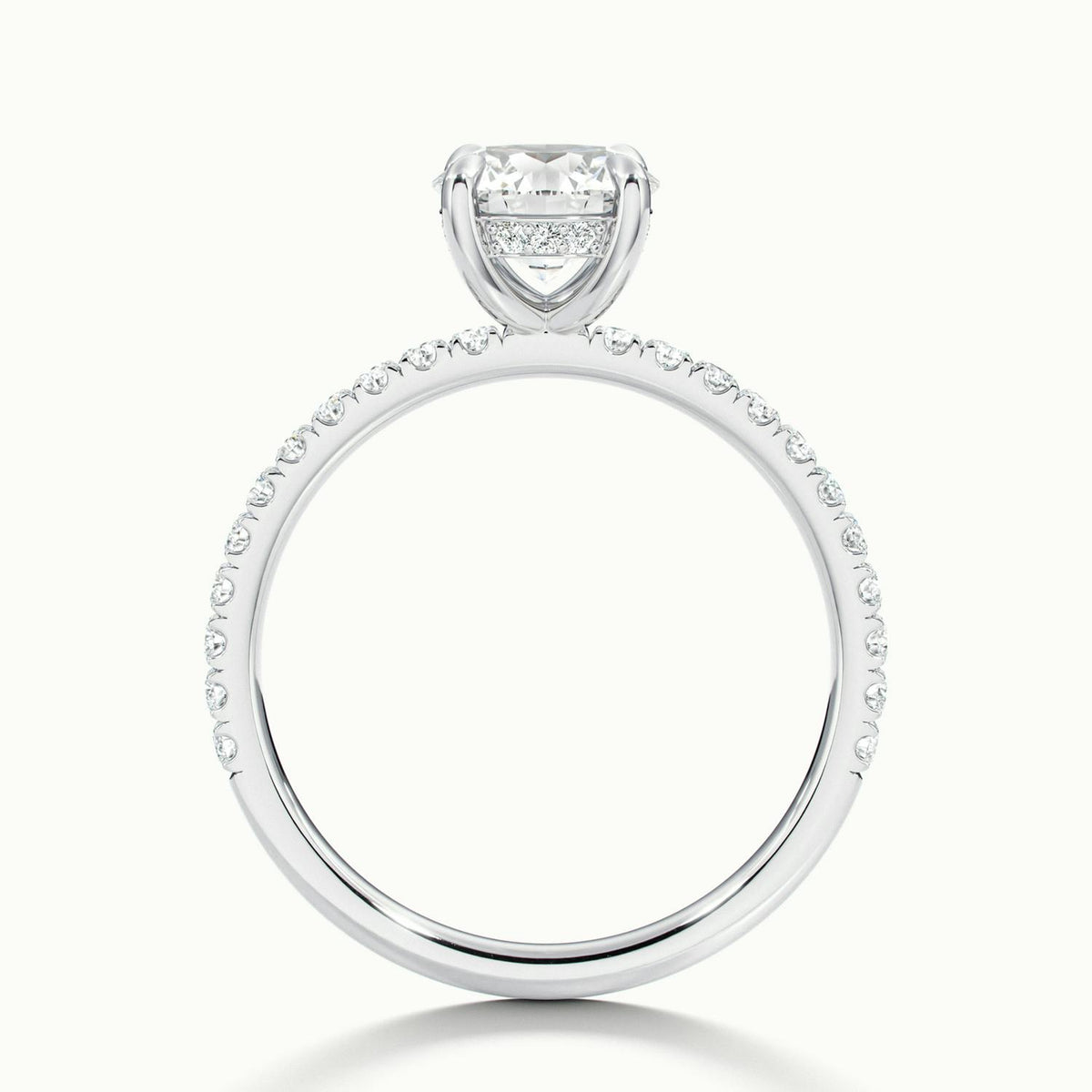 Adela Scallop 2 Carat Round Lab Grown Diamond Side Stone Engagement Ring in Platinum - view 3