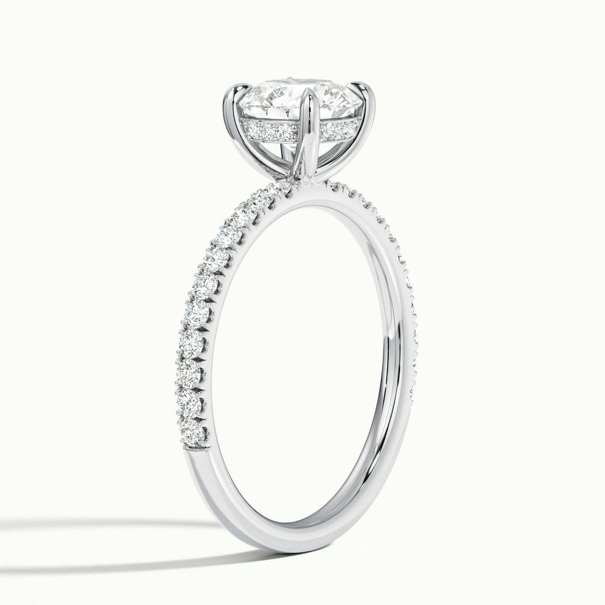 Adela Scallop 2 Carat Round Lab Grown Diamond Side Stone Engagement Ring in Platinum - view 4