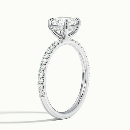 Adela Scallop 2 Carat Round Lab Grown Diamond Side Stone Engagement Ring in Platinum - view 4