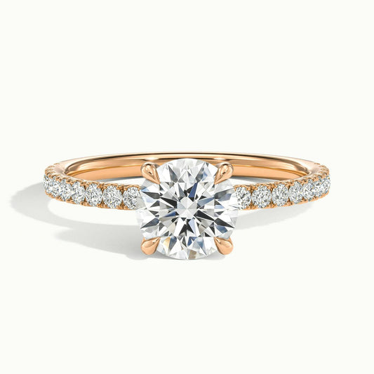 Adela Scallop 2.5 Carat Round Lab Grown Diamond Side Stone Engagement Ring in 10K Rose Gold - view 1