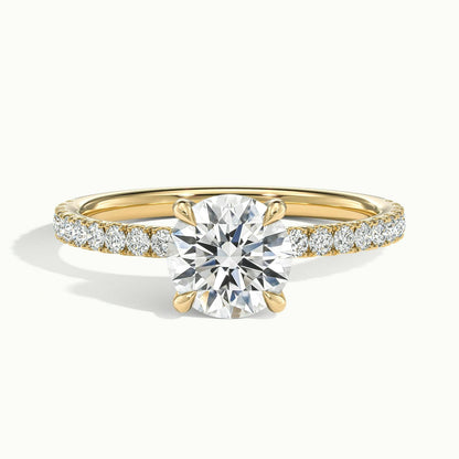 Adela Scallop 1.5 Carat Round Lab Grown Diamond Side Stone Engagement Ring in 10K Yellow Gold - view 1