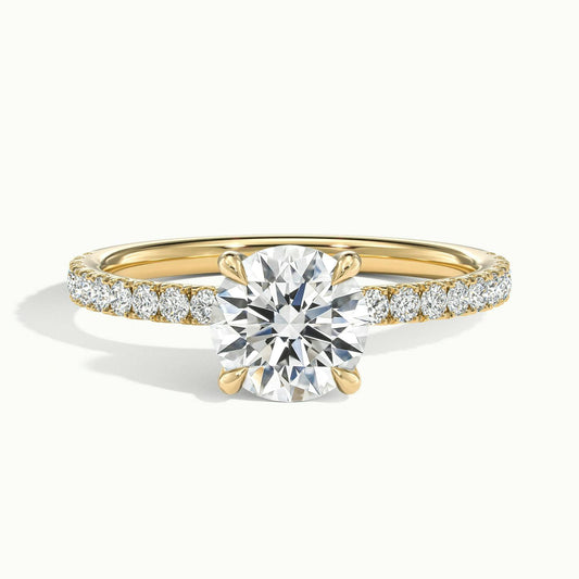 Adela Scallop 2.5 Carat Round Lab Grown Diamond Side Stone Engagement Ring in 18K Yellow Gold - view 1