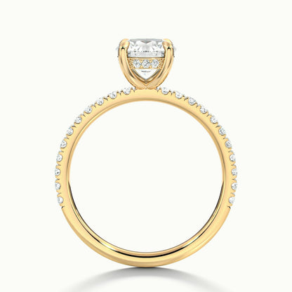 Adela Scallop 1.5 Carat Round Lab Grown Diamond Side Stone Engagement Ring in 14K Yellow Gold - view 3