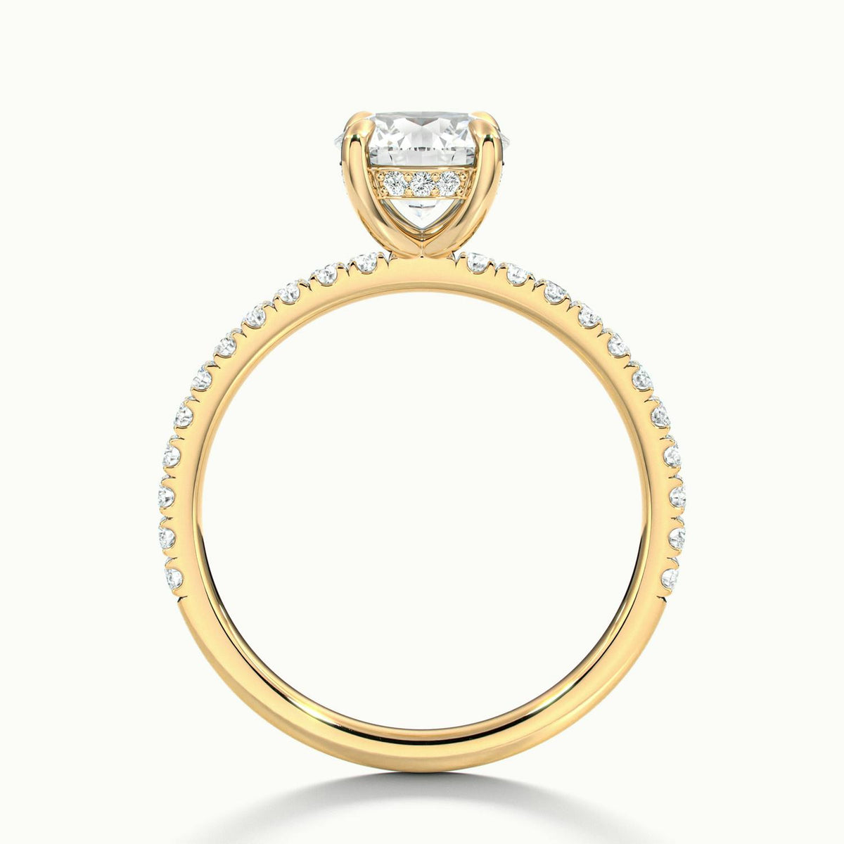 Adela Scallop 1.5 Carat Round Lab Grown Diamond Side Stone Engagement Ring in 10K Yellow Gold - view 3